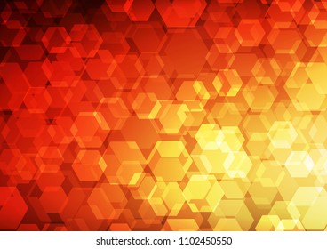 Light Red, Yellow vector hexagon mosaic template. A sample with polygonal shapes. Brand new style for your business design.