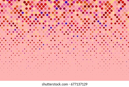 Light Red, Yellow vector illustration which consist of circles. Dotted gradient design for your business. Creative geometric background in halftone style with colored spots.