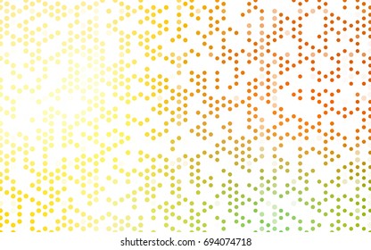 Light Red, Yellow vector illustration which consist of circles. Dotted gradient design for your business. Creative geometric background in halftone style with colored spots.