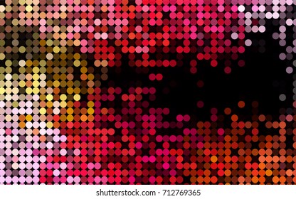 Light Red, Yellow vector illustration which consist of circles. Dotted gradient design for your business. Creative geometric background in halftone style with colored spots.