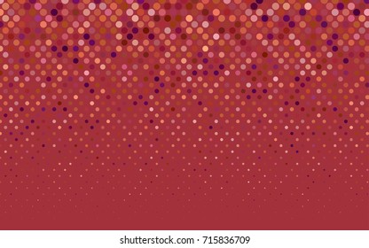 Light Red, Yellow vector illustration which consist of circles. Dotted gradient design for your business. Creative geometric background in halftone style with colored spots.