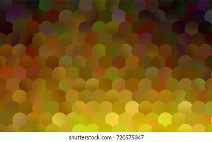 Light Red, Yellow vector illustration which consist of circles. Dotted gradient design for your business. Creative geometric background in halftone style with colored spots.