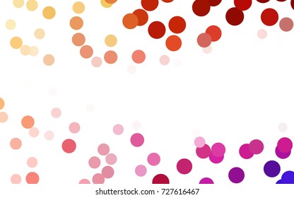 Light Red, Yellow vector illustration which consist of circles. Dotted gradient design for your business. Creative geometric background in halftone style with colored spots.