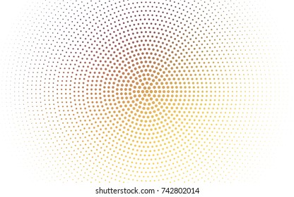 Light Red, Yellow vector illustration which consist of circles. Dotted gradient design for your business. Creative geometric background in halftone style with colored spots.