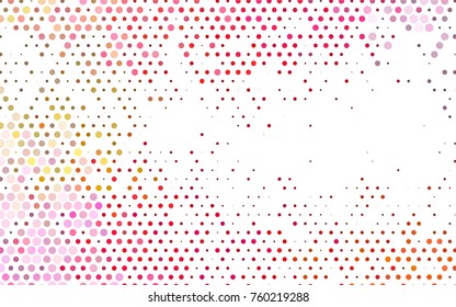 Light Red, Yellow vector illustration which consist of circles. Dotted gradient design for your business. Creative geometric background in halftone style with colored spots.