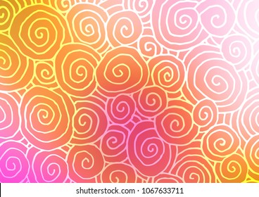 Light Red, Yellow vector indian curved texture. A vague abstract illustration with doodles in Indian style. A completely new template for your business design.