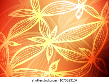 Light Red, Yellow vector indian curved background. Creative illustration in blurred style with doodles and Zen tangles. A completely new design for your business.