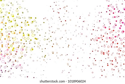 Light Red, Yellow vector  layout with circle shapes. Abstract illustration with colored bubbles in nature style. The pattern can be used for aqua ad, booklets.