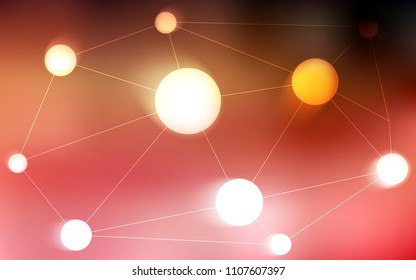 Light Red, Yellow vector layout with circles, lines. Design with connection of dots and lines on colorful background. Pattern can be used for beautiful websites.