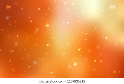 Light Red, Yellow vector layout with bright snowflakes. Modern geometrical abstract illustration with crystals of ice. New year design for your business advert.