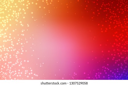 Light Red, Yellow vector layout with cosmic stars. Space stars on blurred abstract background with gradient. Pattern for astrology websites.