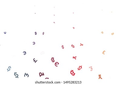 Light Red, Yellow vector layout with banking symbols. Shining illustration with signs of currency on abstract template. Design for business advert of economic, wealth.