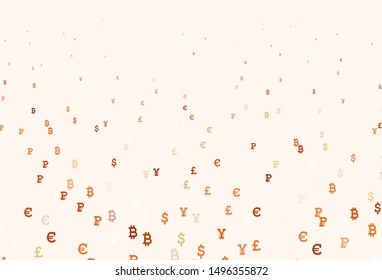Light Red, Yellow vector layout with banking symbols. Abstract illustration with colored financial digital symbols. Design for business advert of economic, wealth.