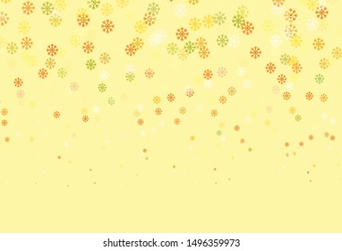 Light Red, Yellow vector layout with bright snowflakes. Shining colorful illustration with snow in christmas style. Template for a new year background.