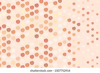 Light Red, Yellow vector layout with curved lines. Glitter abstract illustration with wry lines. A completely new template for your design.