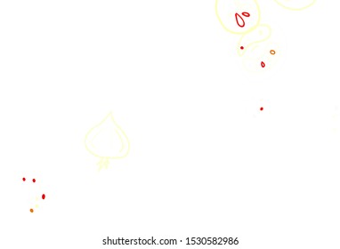 Light Red, Yellow vector layout with restaurant food. Illustration with set of fresh food in doodle style. Doodle design for your business advert of cafes.