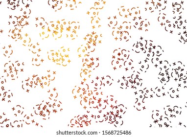 Light Red, Yellow vector layout with algebra elements. Shining colorful illustration with isolated Digit signs. Template for landing page of typography.