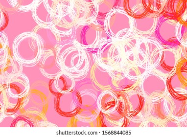 Light Red, Yellow vector layout with circle shapes. Blurred decorative design in abstract style with bubbles. Pattern for beautiful websites.
