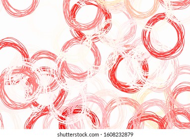 Light Red, Yellow vector layout with circle shapes. Glitter abstract illustration with blurred drops of rain. Design for your business advert.