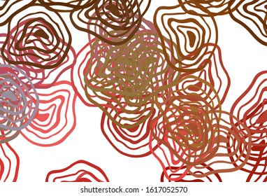Light Red, Yellow vector layout with curved lines. Brand new colorful illustration in simple style. Brand new design for your ads, poster, banner.