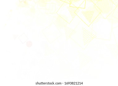 Diseño vectorial amarillo y rojo claro con círculos, líneas, rectángulos. Círculos, líneas, rhombus con gradiente colorido. Plan para folletos y folletos