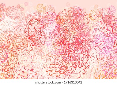 Hellrotes, gelbes Vektorillustration-Layout mit Kreisformen. Kreise, Linien mit buntem Farbverlauf auf abstraktem Hintergrund. Muster für Texturen von Bildschirmhintergründen.