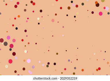 Light Red, Yellow vector layout with circle shapes. Abstract illustration with colored bubbles in nature style. Pattern of water, rain drops.