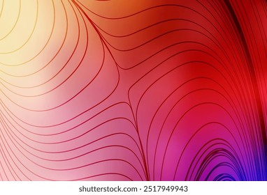 Light Red, Yellow vector layout with curved lines. Colorful geometric sample with gradient lines.  Texture for booklets, leaflets.