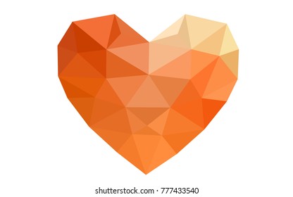Light Red, Yellow vector love background with heart. Paper note. Valentine's greeting polygonal card. Triangular illustration for your business. Stock template for your design.