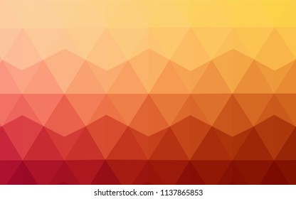 Light Red, Yellow vector low poly cover. Shining polygonal illustration, which consist of triangles. Textured pattern for your backgrounds.
