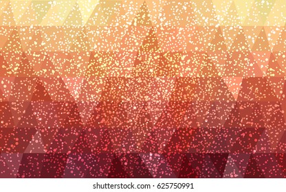 Light Red, Yellow vector low poly crystal background with snowflakes. Polygon christmas design pattern . Low poly illustration of New Year celebration.