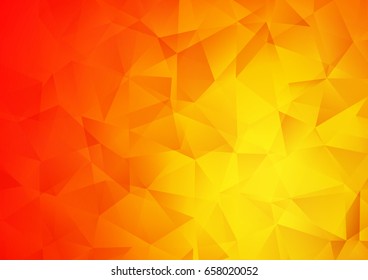 Light Red, Yellow vector low poly template. Glitter abstract illustration with an elegant design. The best triangular design for your business.