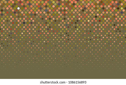 Light Red, Yellow vector modern geometrical circle abstract background. Dotted texture template. Geometric pattern in halftone style with gradient. 