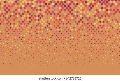 Light Red, Yellow vector modern geometrical circle abstract background. Dotted texture template. Geometric pattern in halftone style with gradient. 