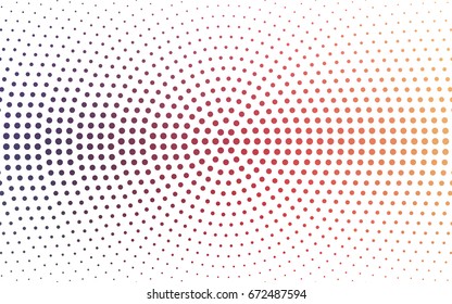 Light Red, Yellow vector modern geometrical circle abstract background. Dotted texture template. Geometric pattern in halftone style with gradient. 