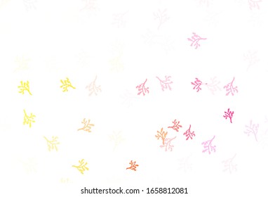 Light Red, Yellow vector natural pattern with branches. Doodle illustration of leaves and branches in Origami style. New design for your business.