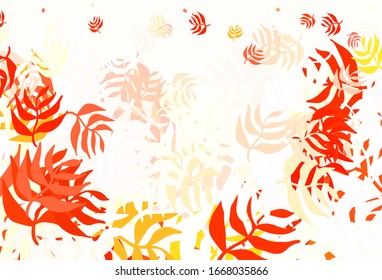 Light Red, Yellow vector natural pattern with leaves. Doodle illustration of leaves in Origami style with gradient. Colorful pattern for kid's books.