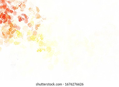 Light Red, Yellow vector natural pattern with leaves, flowers. Illustration with doodles on abstract template. Hand painted design for web, wrapping.