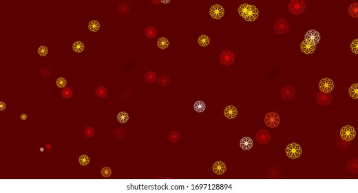 Arte natural vectorial amarillo rojo claro con flores. Ilustración con flores coloridas abstractas con gradiente. Mejor diseño para su negocio.