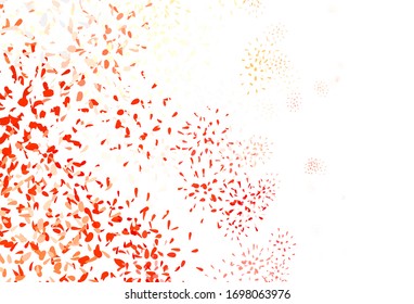 Light Red, Yellow vector natural artwork with leaves. Glitter abstract illustration with doodles and leaves. New template for your brand book.