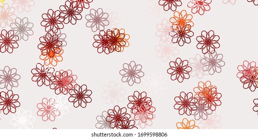 Hellrote, gelbe Vektorillustration, natürliche Anordnung mit Blumen. Einfaches Design mit Blumen auf abstraktem Hintergrund. Muster für Webdesign.