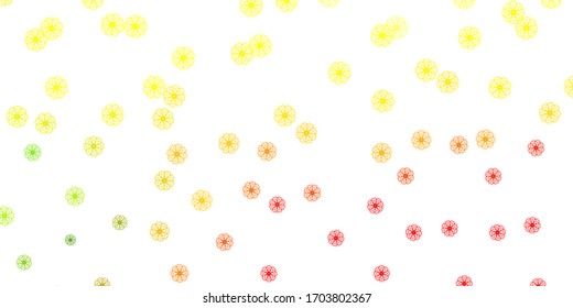Light Red, Yellow vector natural artwork with flowers. Simple colored illustration with abstarct flowers. Brand new business design.