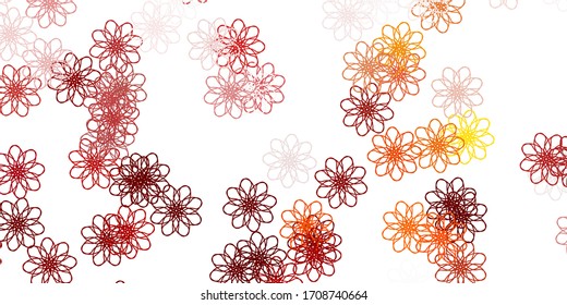 Diseño natural vectorial amarillo claro con flores. Diseño sencillo con flores sobre fondo abstracto. Patrón para diseños de sitios web.