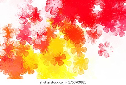 Light Red, Yellow vector natural pattern with flowers Decorative design of flowers on white background. Brand new style for your business design.