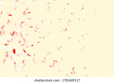 Light Red, Yellow vector natural artwork with leaves. A vague abstract illustration with leaves in doodles style. New design for your business.