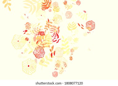 Light Red, Yellow vector natural artwork with leaves. Blurred decorative design in Indian style with leaves. New design for your business.
