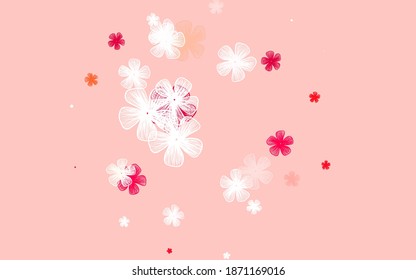 Light Red, Yellow vector natural pattern with flowers. Abstract illustration with flowers in doodles style. Hand painted design for web, wrapping.