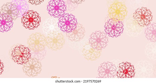 Diseño natural vectorial amarillo claro rojo con flores. Flores coloridas de estilo natural sobre un fondo sencillo. Patrón para diseños de sitios web.