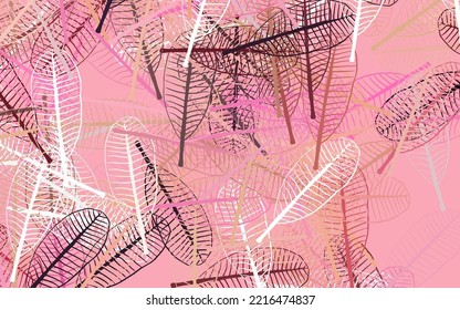 Light Red, Yellow vector natural background with leaves. A vague abstract illustration with leaves in doodles style. Colorful pattern for kid's books.