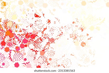 Light Red, Yellow vector natural background with flowers, roses. Colorful illustration in doodle style with flowers. Brand new design for your business.